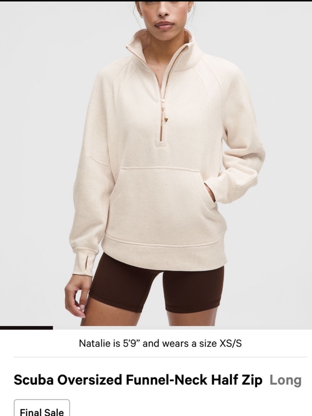 lululemon athletica Women's scuba Half-Zip - light ivory with gold details